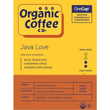 The Organic Coffee Co. Compostable Coffee Pods - Java Love (80 Ct) K Cup Compatible including Keurig...