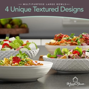 Stylish Maison Neuve Set of 4 White Porcelain Dinner Bowls