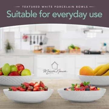 Stylish Maison Neuve Set of 4 White Porcelain Dinner Bowls