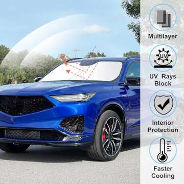 Windshield Sun Shade Custom Fit for 2014-2020 Acura MDX Accessories Foldable Sunshade Sun Blocker Pr...