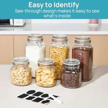 Vtopmart 78oz Glass Storage Jars with Airtight Lids