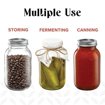 Versatile 32 oz Glass Mason Jars for Canning & Gifts