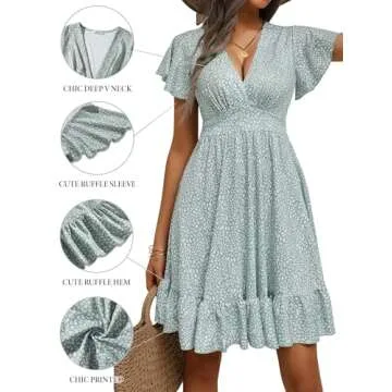 TORARY Sun Dresses for Women - Casual Beach Summer Spring Dresses 2024 Floral Midi Swing Empire Wais...