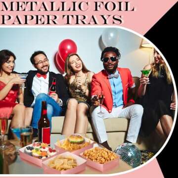 50 Pcs Metallic Rose Gold Party Food Trays for Events