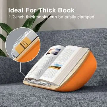 Beanbag Base Book Stand and Comfortable Book Pillow Stand for Bed,Desk,Sofa ERGONOV Reading Pillow Stand for Kindle,iPad,Tablet Minimize Neck Strain Perfect Idea for Book Lovers(Orange)