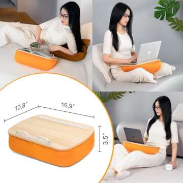 Beanbag Base Book Stand and Comfortable Book Pillow Stand for Bed,Desk,Sofa ERGONOV Reading Pillow Stand for Kindle,iPad,Tablet Minimize Neck Strain Perfect Idea for Book Lovers(Orange)
