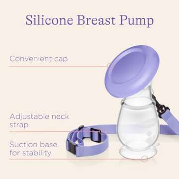 Lansinoh Manual Breast Pump and Silicone Breast Pump Bundle for Breastfeeding Moms