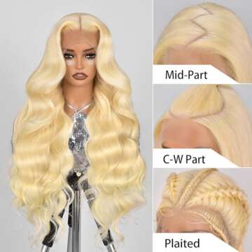 Alimubi 613 13x6 Lace Front Wig Human Hair 200 Density 613 Lace Front Wig Human Hair 30 Inch Body Wave Blonde Wig Human Hair（30 Inch）