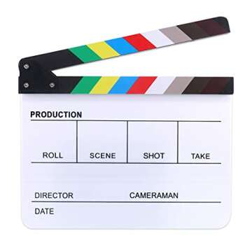 Hilitchi Acrylic Plastic Slate 25x30cm/10x12" Dry Erase Director's Film Clapboard Cut Action Scene Clapper Board Slate with Color Sticks