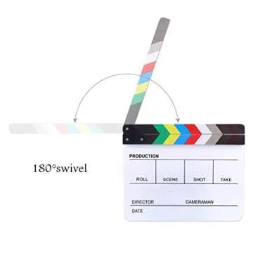 Hilitchi Acrylic Plastic Slate 25x30cm/10x12" Dry Erase Director's Film Clapboard Cut Action Scene Clapper Board Slate with Color Sticks