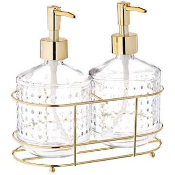 Circleware Gold Hobnail Dispenser Set - Farmhouse Decor