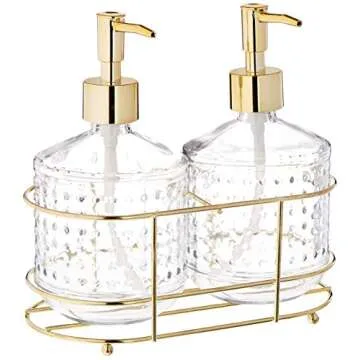 Circleware Gold Hobnail Dispenser Set - Farmhouse Decor
