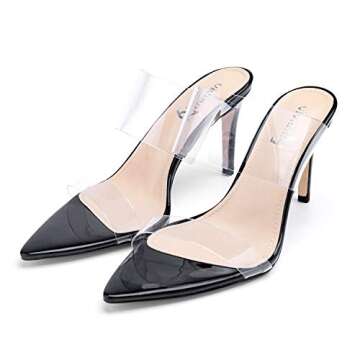 Vivianly Pointed Toe Clear Stiletto Sandals for Women