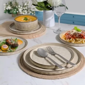 Elegant LIANYU Dinnerware Set for 4, 12 Pieces - Sandy Beige