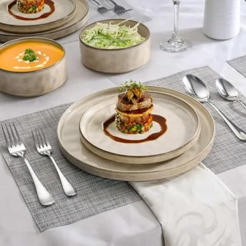 Elegant LIANYU Dinnerware Set for 4, 12 Pieces - Sandy Beige