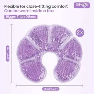 NEWGO Breast Ice Pack 2 Pack Gel Ice Pack for Breast Surgery, Reusable Nursing Ice Pack Hot or Cold Therapy Breast Pad for Breastfeeding, Engorgement Relief (Purple)