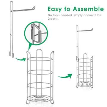 TomCare Free-Standing Toilet Paper Holder - Stylish Bathroom Organizer