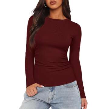 Darong Women's Stylish Long Sleeve Crew Neck Tee