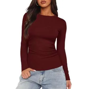 Darong Women's Stylish Long Sleeve Crew Neck Tee