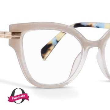 Peepers by PeeperSpecs Oprah's Favorite Women's Marquee Cateye Blue Light Blocking Reading Glasses - Frost/Blue Quartz +1.25