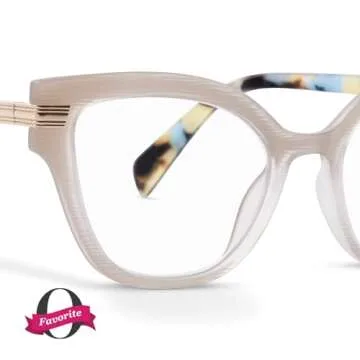 Peepers by PeeperSpecs Oprah's Favorite Women's Marquee Cateye Blue Light Blocking Reading Glasses - Frost/Blue Quartz +1.25