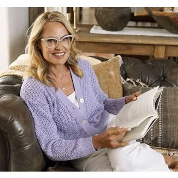 Peepers by PeeperSpecs Oprah's Favorite Women's Marquee Cateye Blue Light Blocking Reading Glasses - Frost/Blue Quartz +1.25