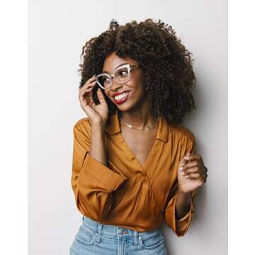 Peepers by PeeperSpecs Oprah's Favorite Women's Marquee Cateye Blue Light Blocking Reading Glasses - Frost/Blue Quartz +1.25