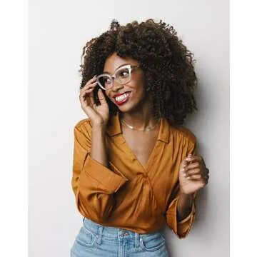 Peepers by PeeperSpecs Oprah's Favorite Women's Marquee Cateye Blue Light Blocking Reading Glasses - Frost/Blue Quartz +1.25