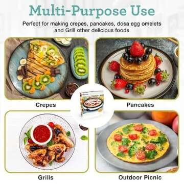 Euro Cuisine CM20 Electric Crepe Maker, 12-Inch Non-Stick Pancake Dosa Maker Machine, Electric Pancake Griddle Crepe Pan with Accessories