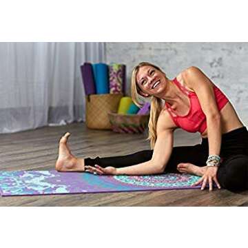 Gaiam Yoga Mat Classic Print Non Slip Exercise & Fitness Mat for All Types of Yoga, Pilates & Floor Workouts, Moroccan Garden, 4mm