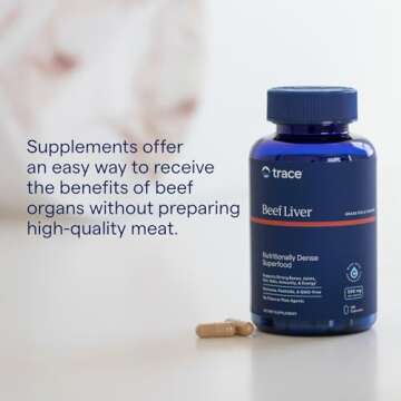 Trace Minerals Beef Liver, 500mg - Bone Health & Energy Support Supplement - Nutritional Supplement Aids Healthy Skin & Immunity - Beef Liver Supports Healthy Organs - 180 Capsules (30 Servings)