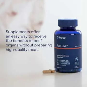 Trace Minerals Beef Liver, 500mg - Bone Health & Energy Support Supplement - Nutritional Supplement Aids Healthy Skin & Immunity - Beef Liver Supports Healthy Organs - 180 Capsules (30 Servings)