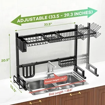 Adjustable Over The Sink Dish Drying Rack for Efficient Organization