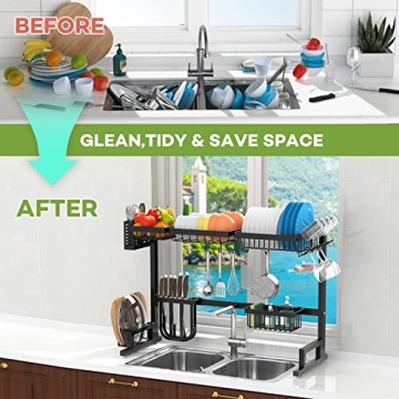 Adjustable Over The Sink Dish Drying Rack for Efficient Organization