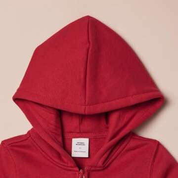 Amazon Essentials Girls' Fleece Zip-Up Hoodie Sweatshirt, Red, XX-Large