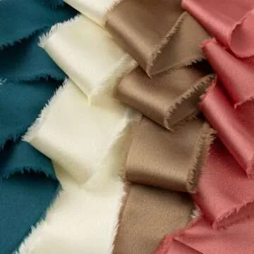 Mlurcu Chiffon Ribbon Silk Satin Ribbon 1 1/2 Inch x 3 Yd Handmade Fringe Chiffon Frayed Edges Ribbons Set 9 Rolls Fabric Ribbon for Wedding Invitations, Flower Bouquet, Gift Wrapping, Bows, Crafts