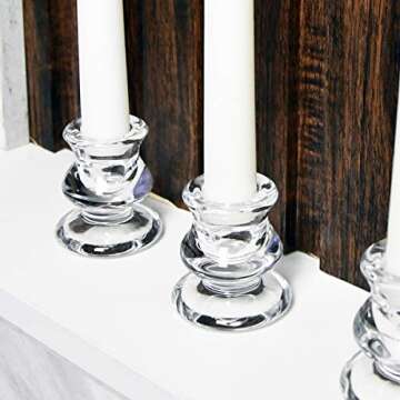 Clear Glass Candlestick Holders, Set of 2 Taper Candle Holders for Wedding, Decoration and Dinning
