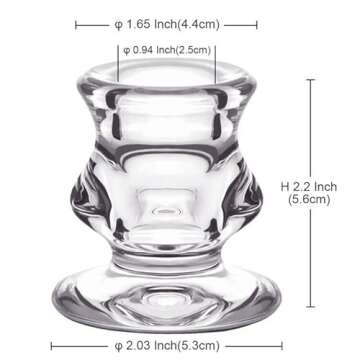 Clear Glass Candlestick Holders, Set of 2 Taper Candle Holders for Wedding, Decoration and Dinning