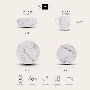 Stone Lain 16-Piece White & Gold Dinnerware Set