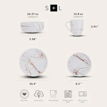 Stone Lain 16-Piece White & Gold Dinnerware Set