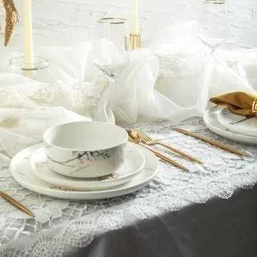 Stone Lain 16-Piece White & Gold Dinnerware Set