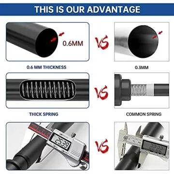 BRIOFOX Industrial Shower Curtain Rod - Never Rust Non-Slip 27-43 Inch Stainless Steel, Matte Black