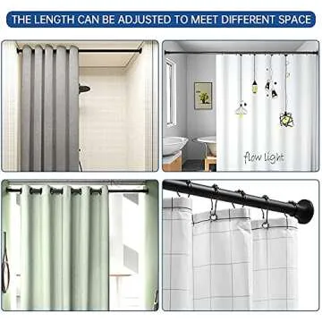 BRIOFOX Industrial Shower Curtain Rod - Never Rust Non-Slip 27-43 Inch Stainless Steel, Matte Black
