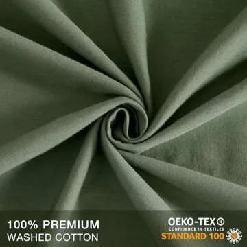 JELLYMONI Pillowcases King Set of 2 Cotton Button Pillow Covers 20×36in Green Bed Pillow Cases 100% Washed Cotton Soft Breathable (Pillows are not Included)