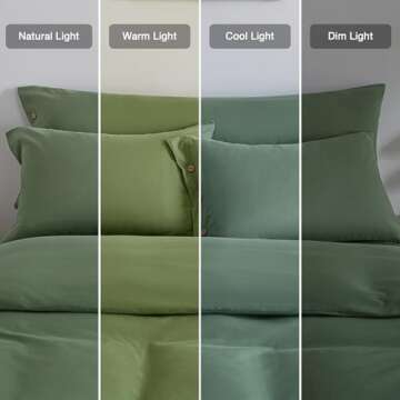 JELLYMONI Pillowcases King Set of 2 Cotton Button Pillow Covers 20×36in Green Bed Pillow Cases 100% Washed Cotton Soft Breathable (Pillows are not Included)