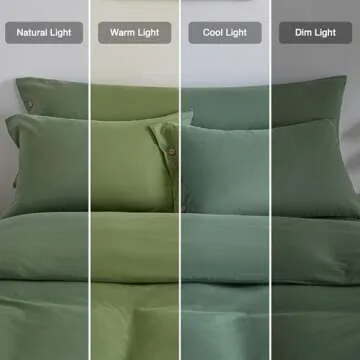 JELLYMONI Pillowcases King Set of 2 Cotton Button Pillow Covers 20×36in Green Bed Pillow Cases 100% Washed Cotton Soft Breathable (Pillows are not Included)