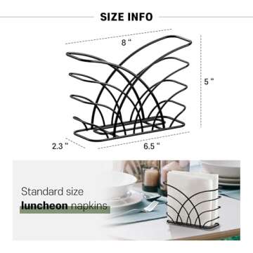 LEVIMETREE Black Napkin Holder for Table - Modern Dining Table Décor Napkin Holder for Kitchen Tabl...