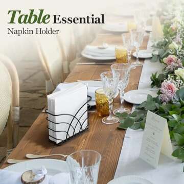 LEVIMETREE Black Napkin Holder for Table - Modern Dining Table Décor Napkin Holder for Kitchen Table Serviette Holder Tissue Dispenser Servilleteros Para Mesas Kitchen Restaurant Hotel Home Décor
