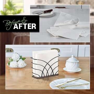 LEVIMETREE Black Napkin Holder for Table - Modern Dining Table Décor Napkin Holder for Kitchen Table Serviette Holder Tissue Dispenser Servilleteros Para Mesas Kitchen Restaurant Hotel Home Décor