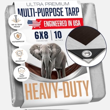 6x8 Heavy Duty Tarp - Waterproof, Ultra Durable, UV & Tear Resistant